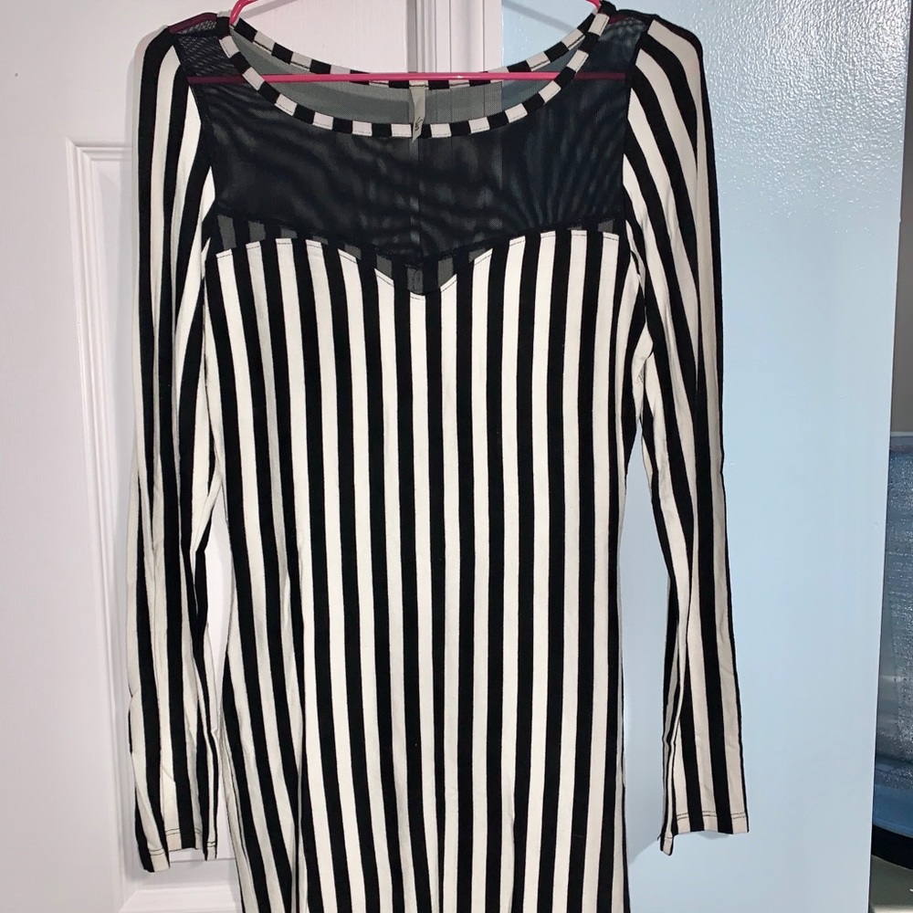 Black and White Striped Mini Dress Size M